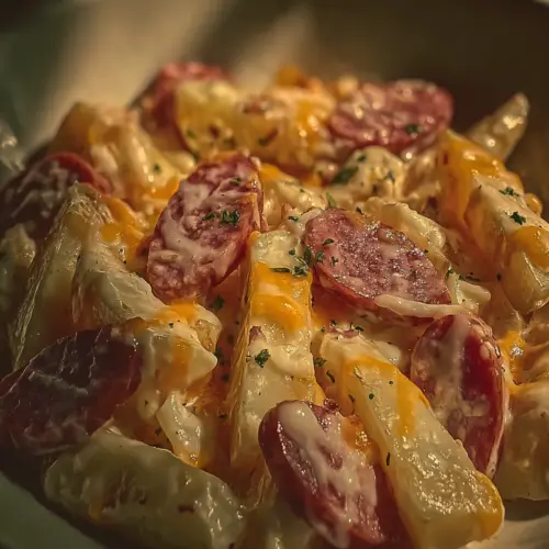 Delicious Cheesy Ranch Potatoes and Smoked Sausage