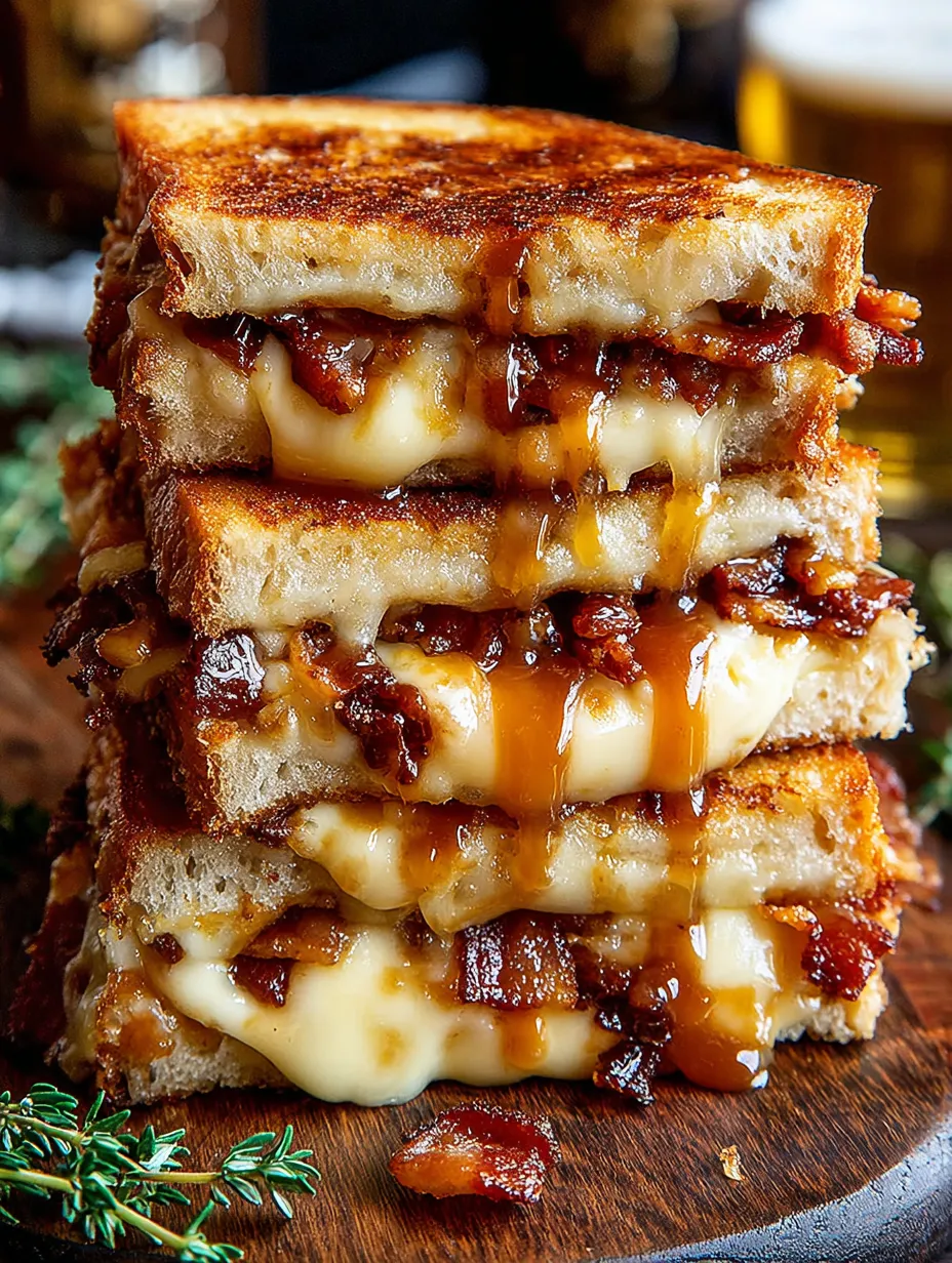 An image for the recipe: Hot Honey Apple Cheddar Beef Bacon Grilled Cheese Recipe