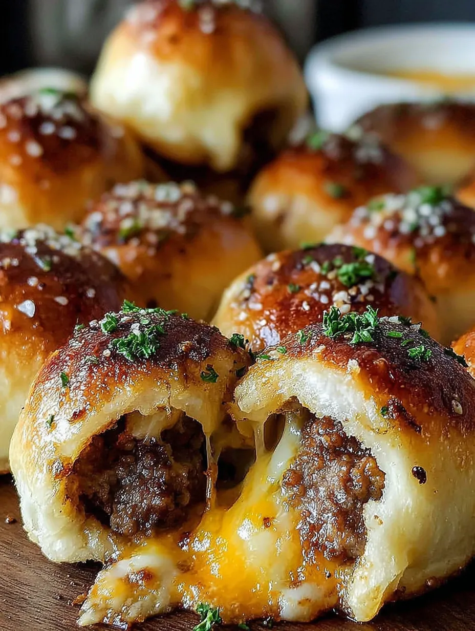 An image for the recipe: Cheeseburger Bombs with Garlic Parmesan