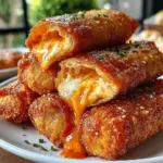 Crispy Buffalo Chicken Dip Egg Rolls served with ranch dressing