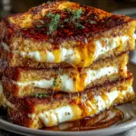 Delicious Crème Brûlée French Toast topped with fresh berries and powdered sugar