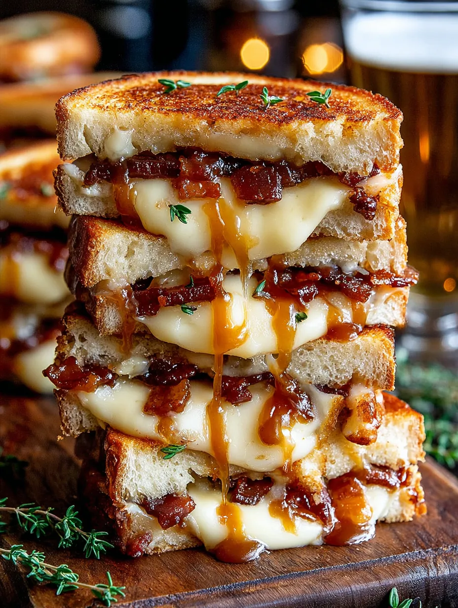 An image for the recipe: Hot Honey Apple Cheddar Beef Bacon Grilled Cheese Recipe