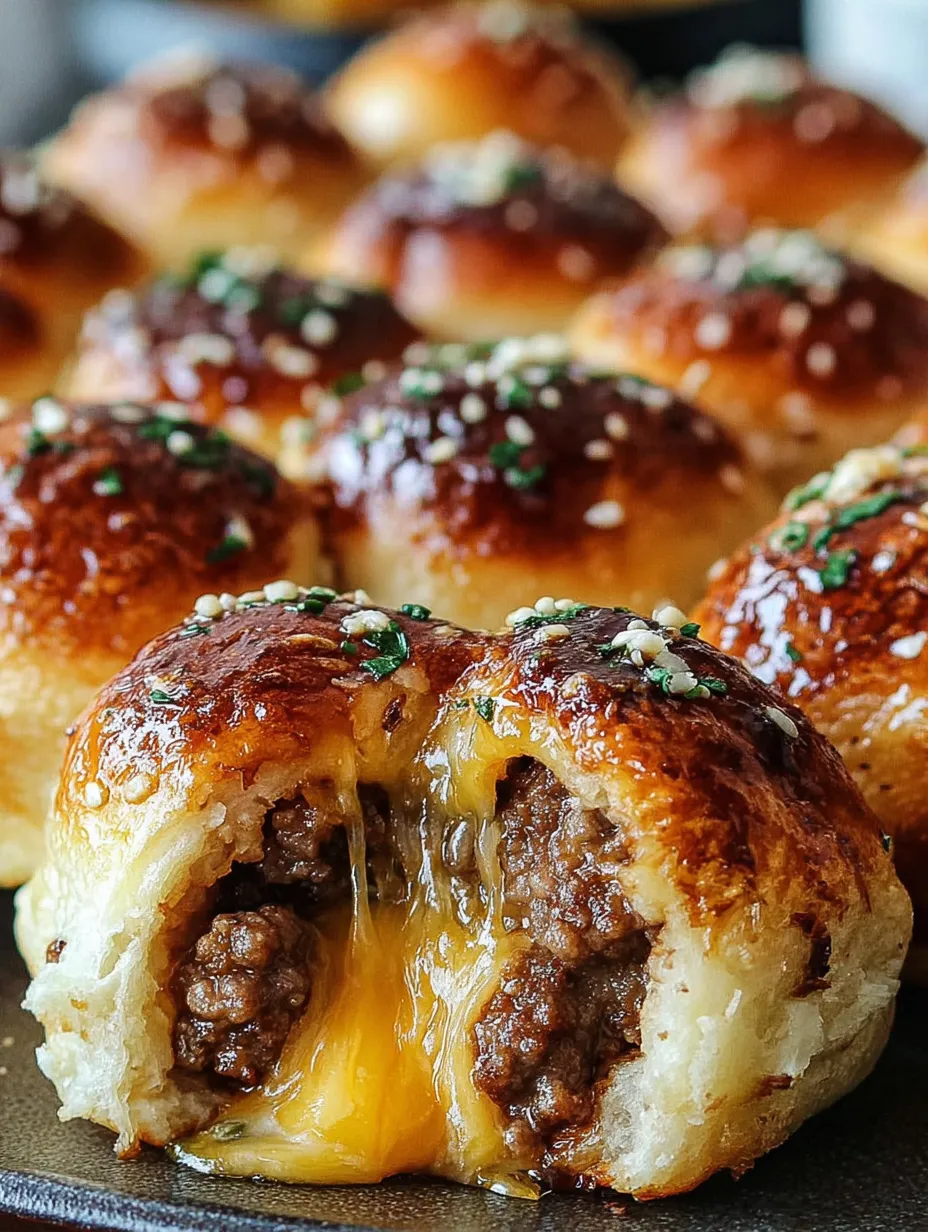 An image for the recipe: Cheeseburger Bombs with Garlic Parmesan